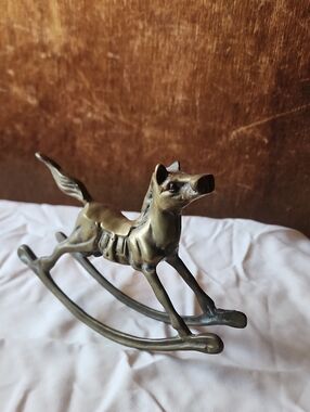 Vintage Solid Brass Rocking Horse Figurine